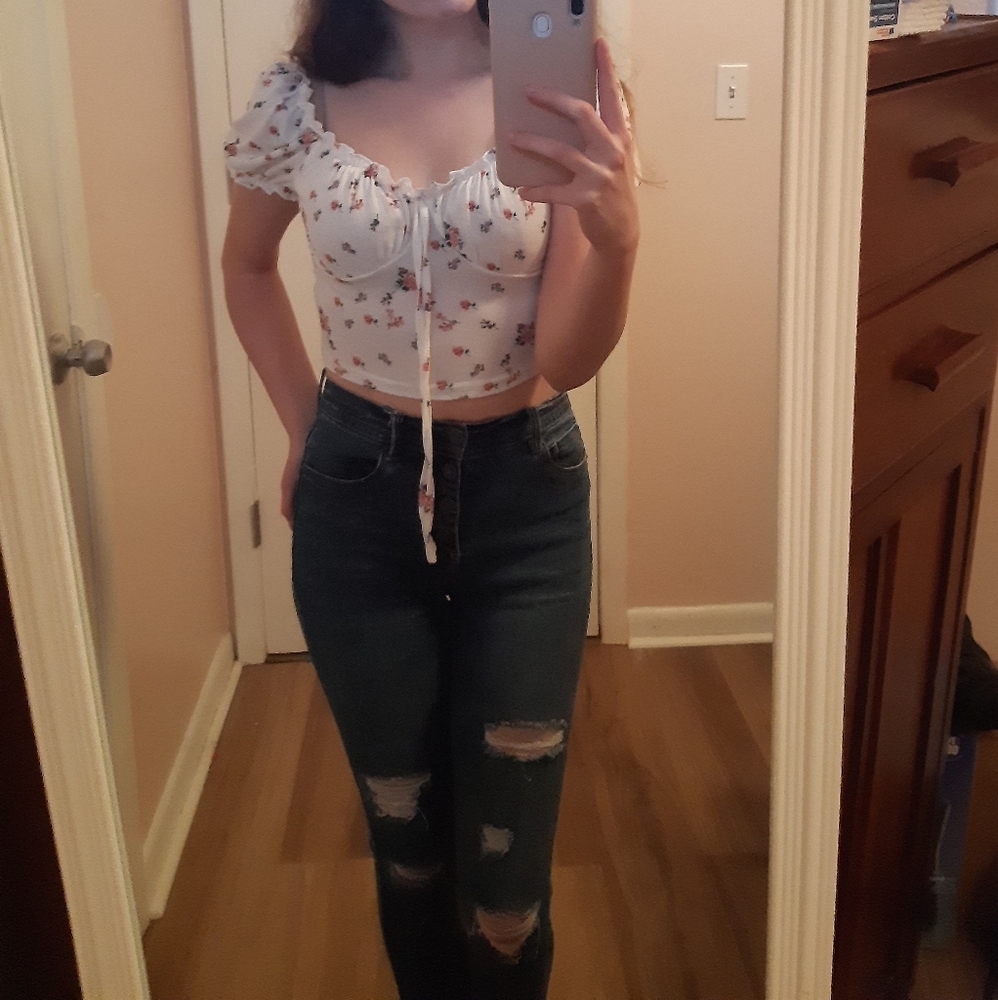 Flower crop top♡